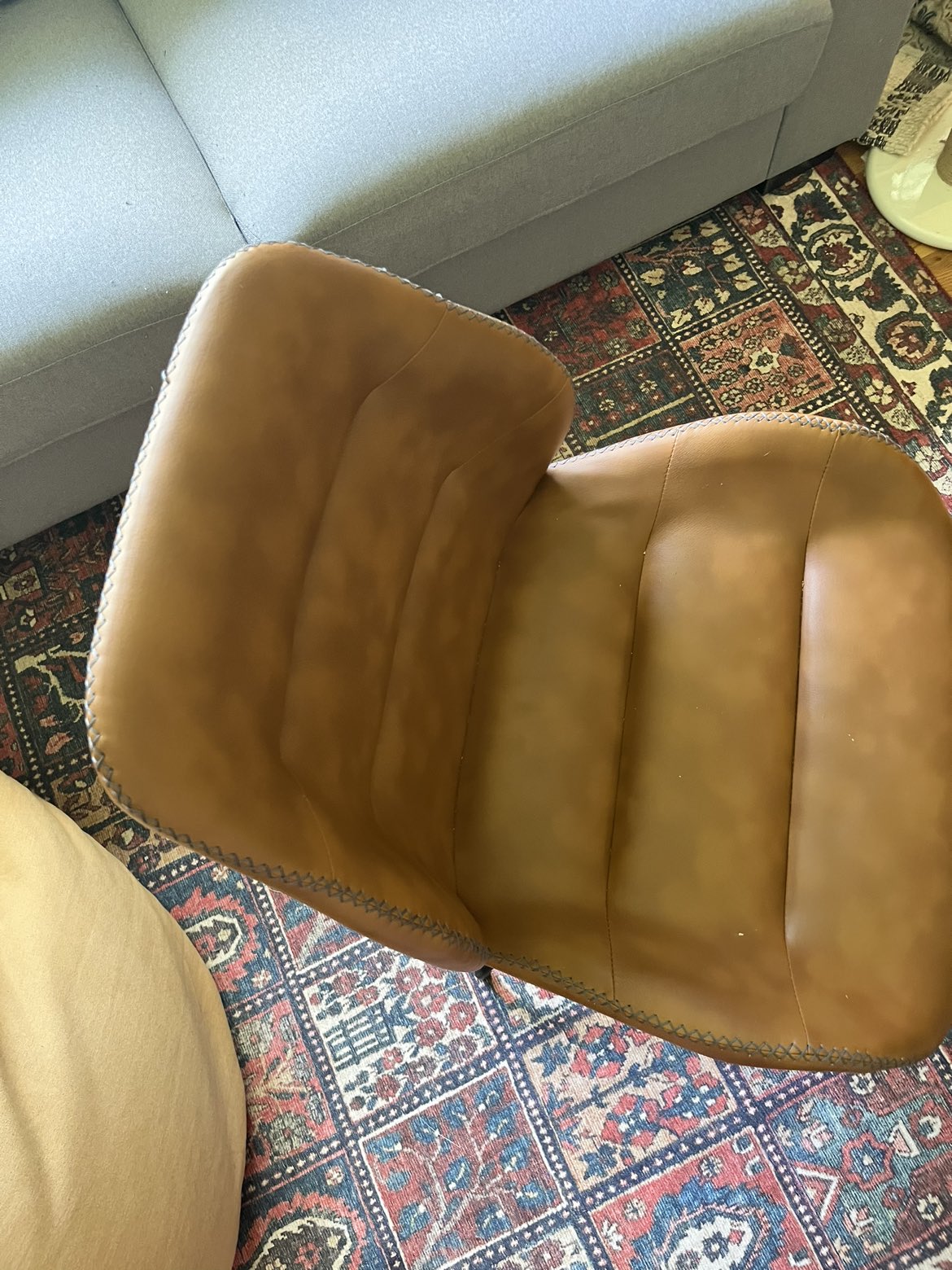 Faux brown leather swivel chair - photo 2