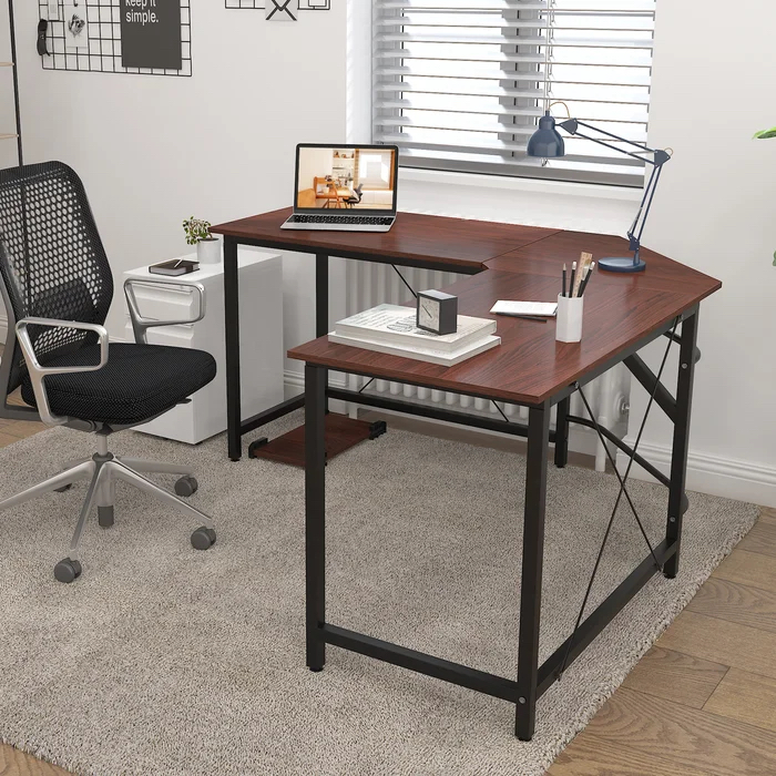 Horack L-Shaped desk (Walnut/Black) - photo 4