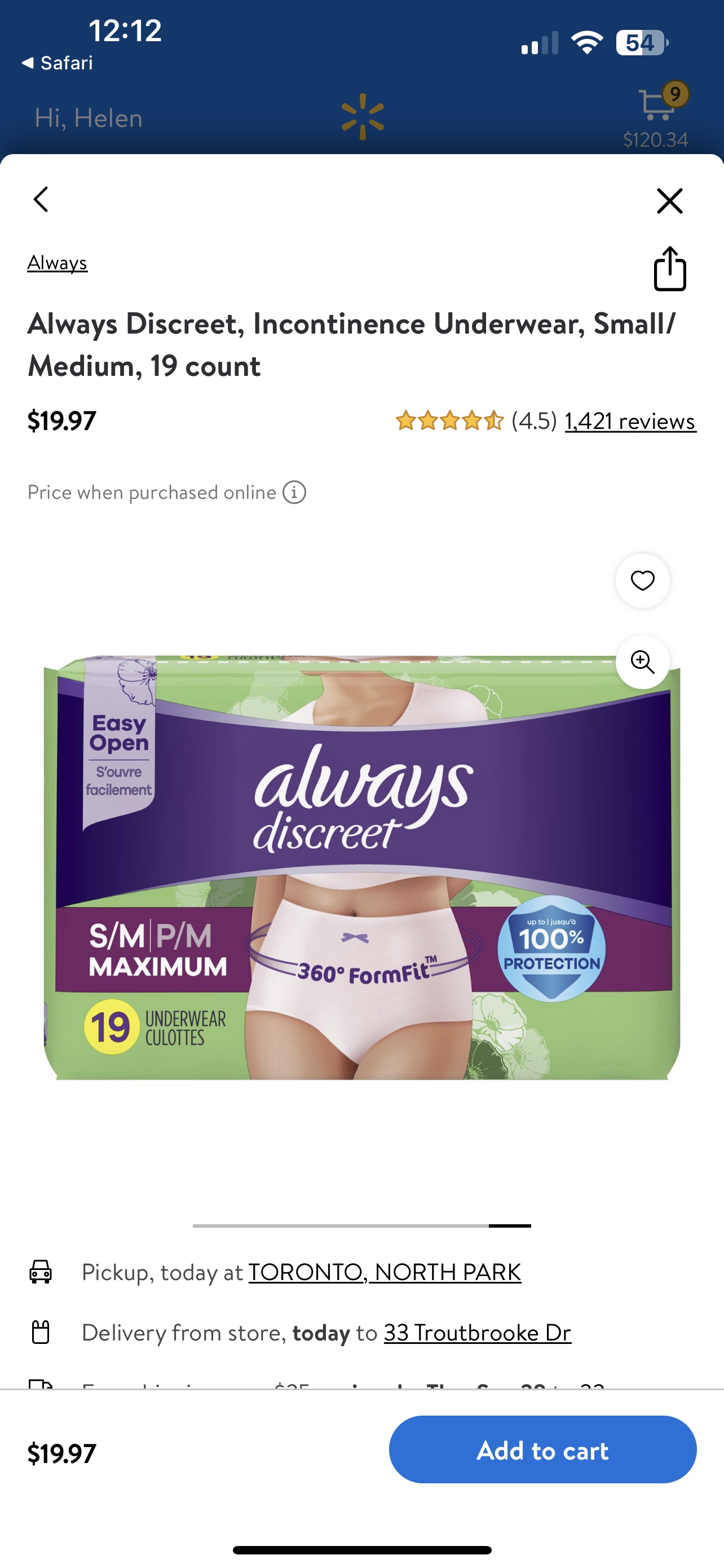 Always Discreet, Incontinence Underwear, Small/Medium, 19 count