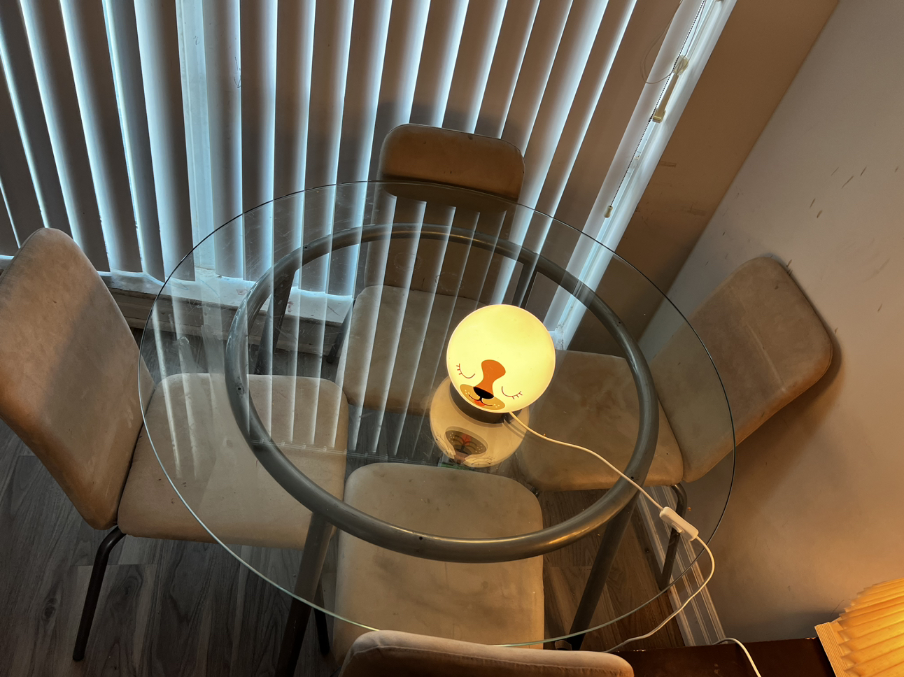 Diameter 42.5 inches H -29 inches  Glass Top Table and chair - photo 5