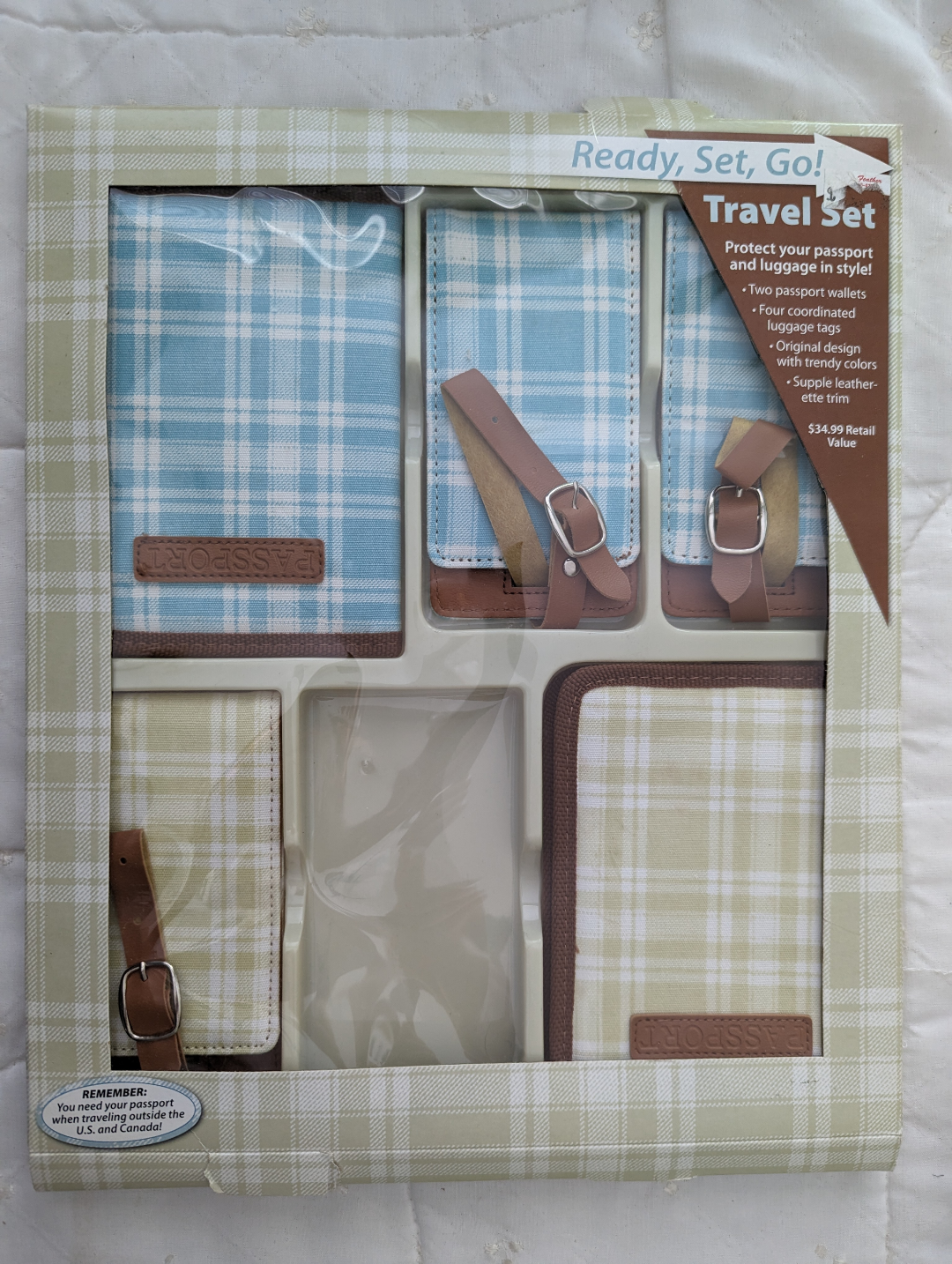 luggage tags and passport holder set