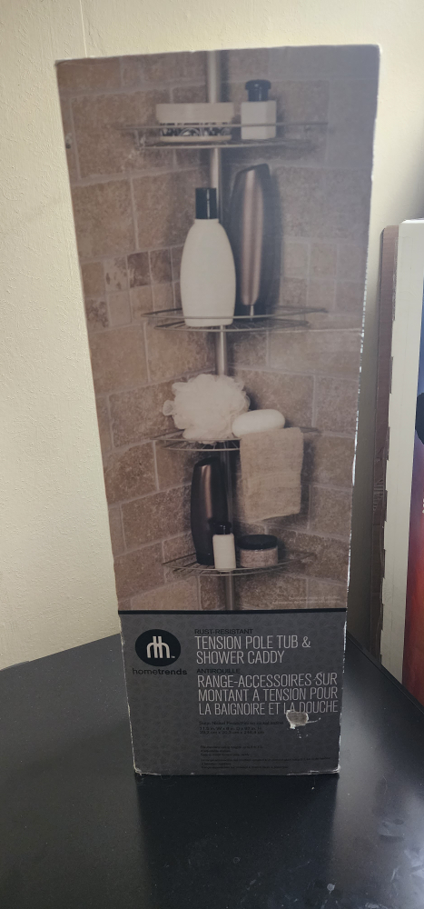 tension pole tub and shower caddy