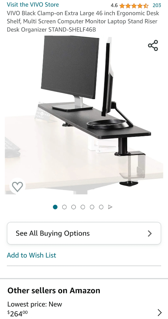 Vivo 46" Large clamp on desk shelf