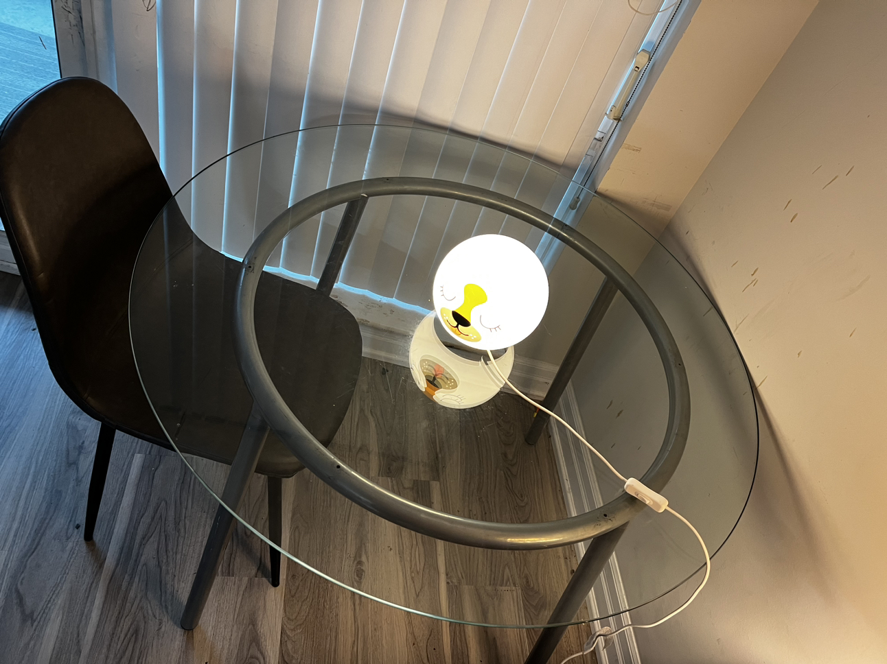 Diameter 42.5 inches H -29 inches  Glass Top Table and chair