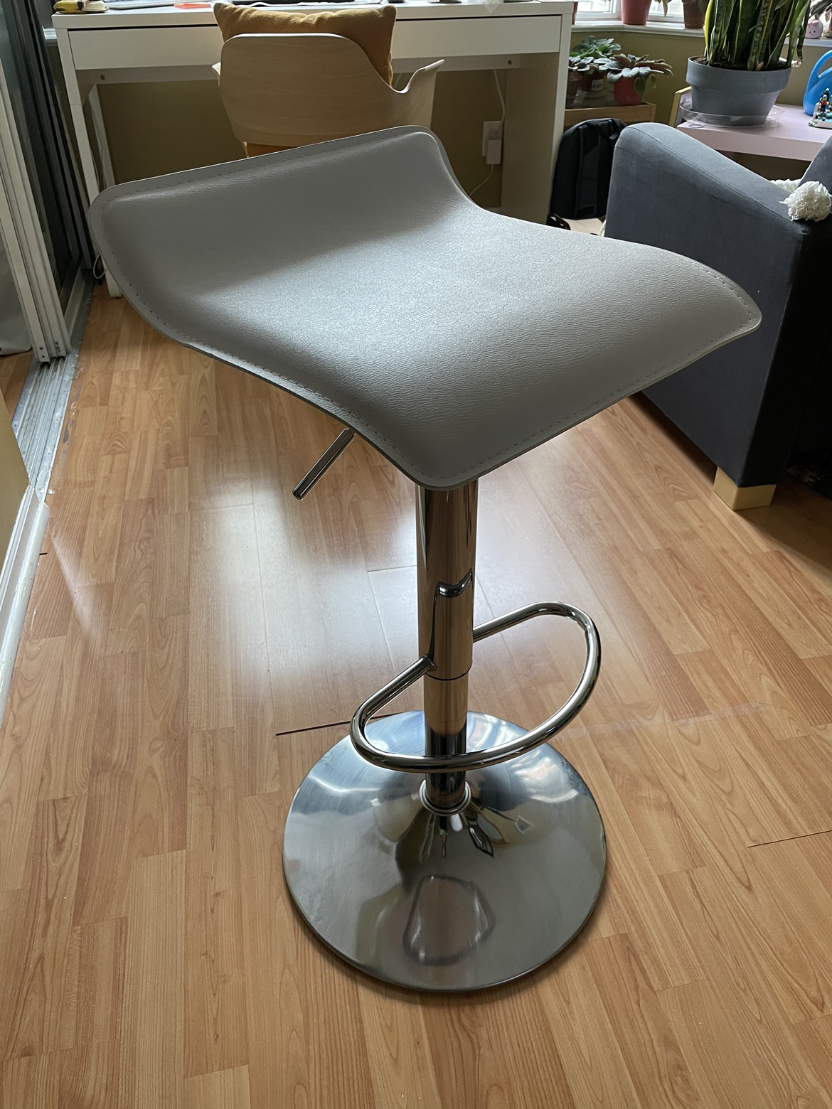 Modern Adjustable White Bar Stool - Brand New thumbnail