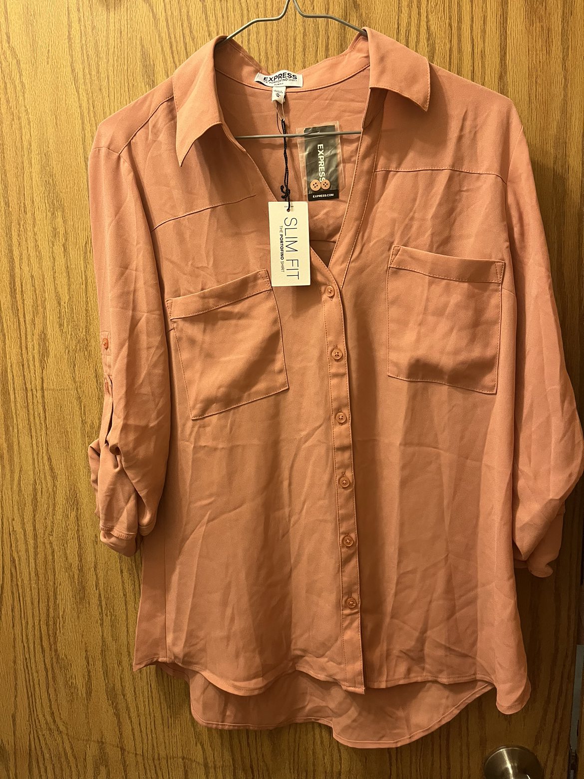 Express salmon pink blouse. thumbnail
