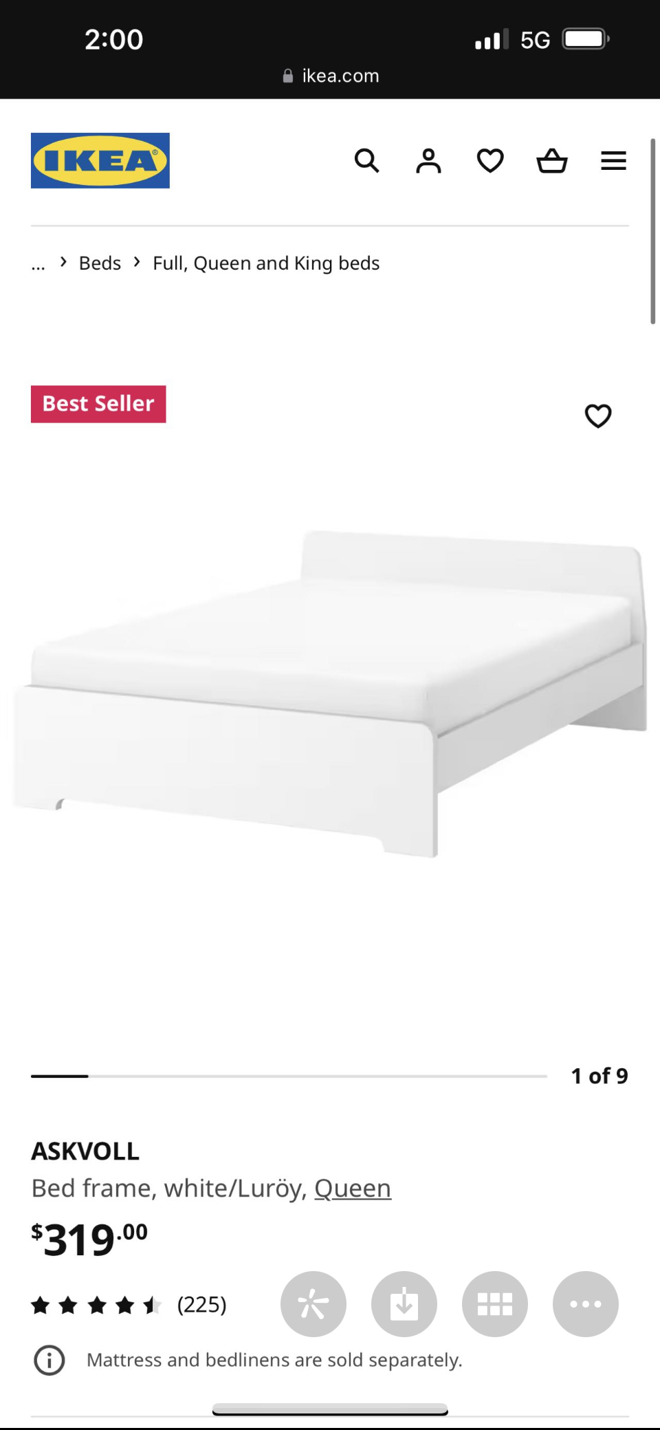 IKEA Queen Bed Frame (white)