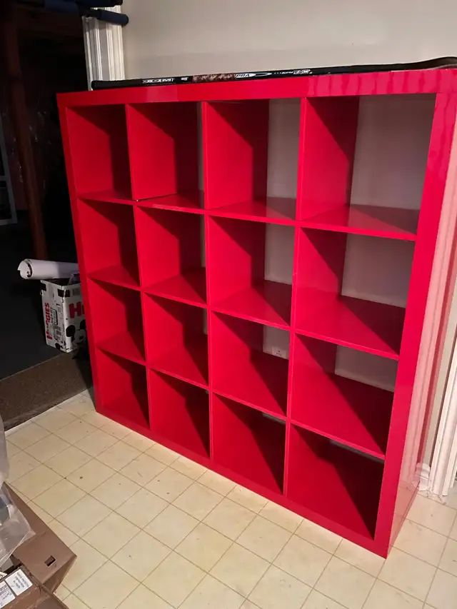 IKEA KALLAX 4x4 shelf unit, red