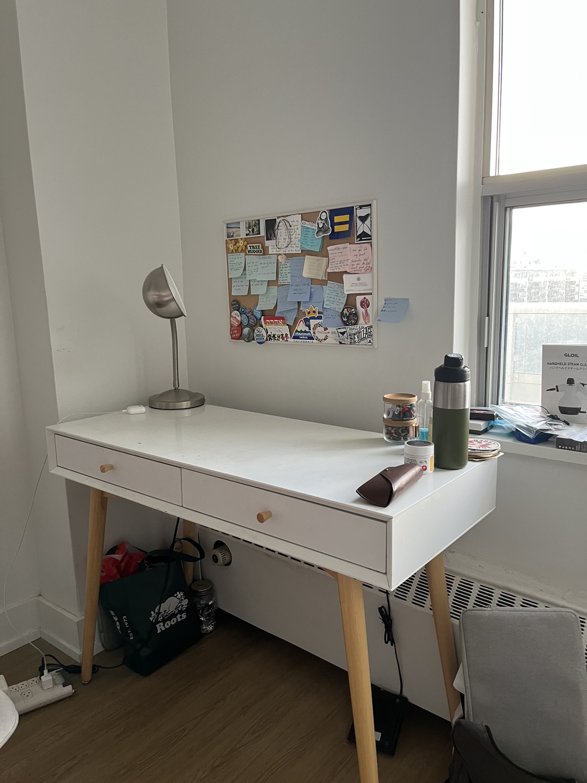 CANVAS Copenhagen 2-Drawer Writing Console Desk With Wood Legs