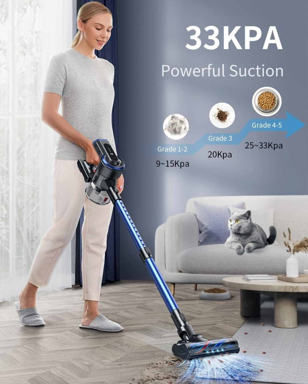 HONITURE Cordless Vacuum Cleaner, 33KPa 400W Powerful - photo 2
