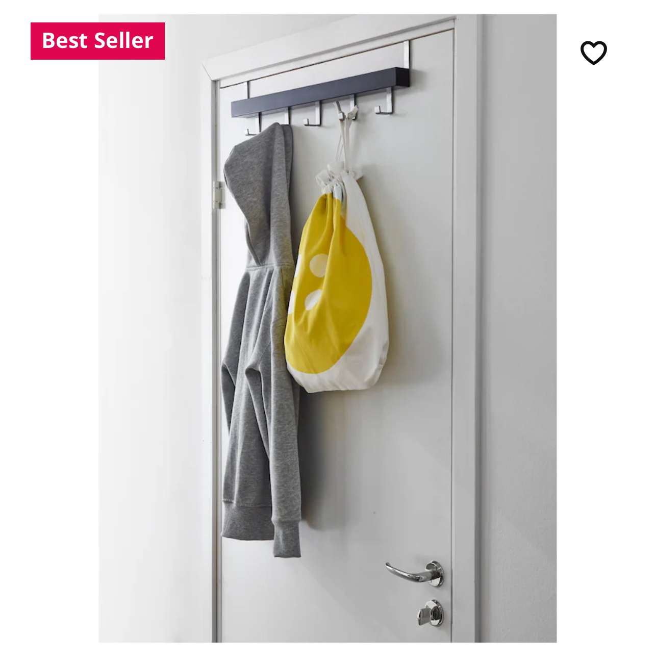Wall/door rack with knobs, black, 60 cm (23 ½ ") - photo 3