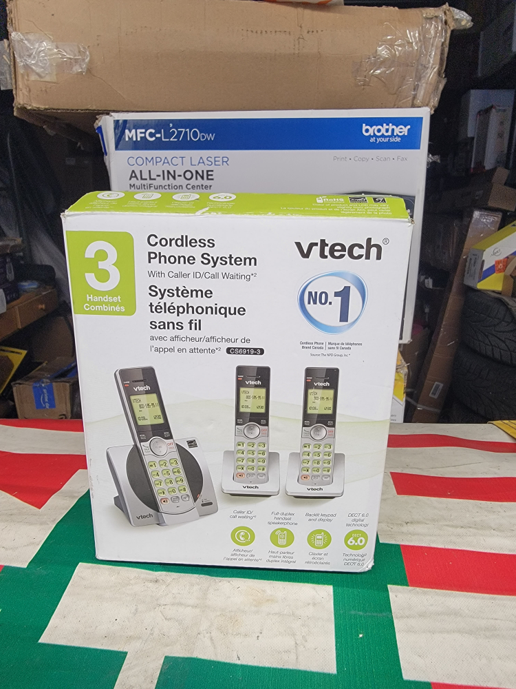 VTech DECT 6.0 Three Handset Cordless Phone with CID, CS6919-3 thumbnail