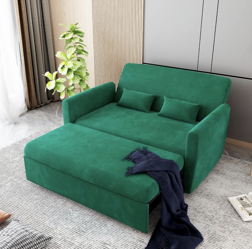 Beautiful Green Sofa Bed w/ matching toss pillows - photo 2