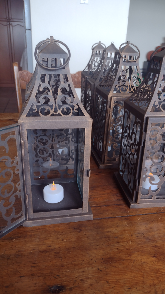 Large lanterns, set of 8, metal and glass