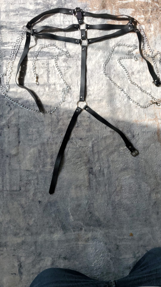 Asooll Punk Leather Body Chains Tassel Black thumbnail