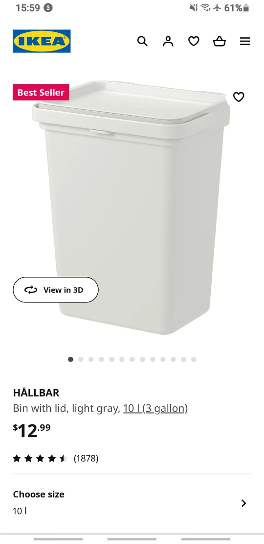 IKEA HÅLLBAR Bin with Lid (Light Grey) - photo 4
