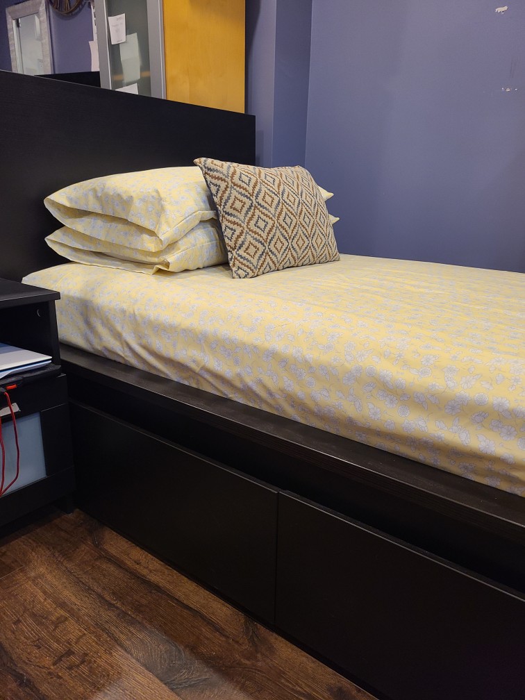 Ikea Malm Twin Bed w/ Storage and Mattress + Night Stand thumbnail