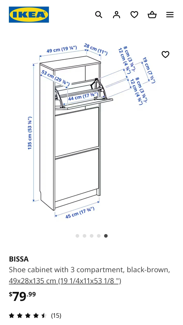 IKEA BISSA Shoe cabinet with 3 compartment, black-brown - photo 4