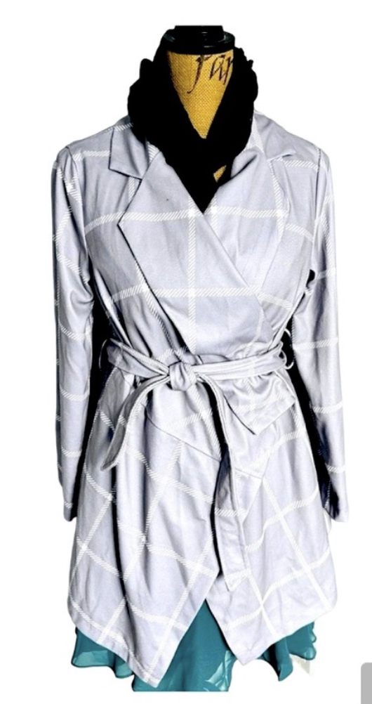 Kayaiv Asymmetric Women's Coat Belted Wrap Oversize Coat, grey image indicator(5)