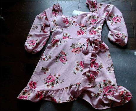 NEW Lily Rose Womens Off Shoulder Floral Dress L, Rose image indicator(2)