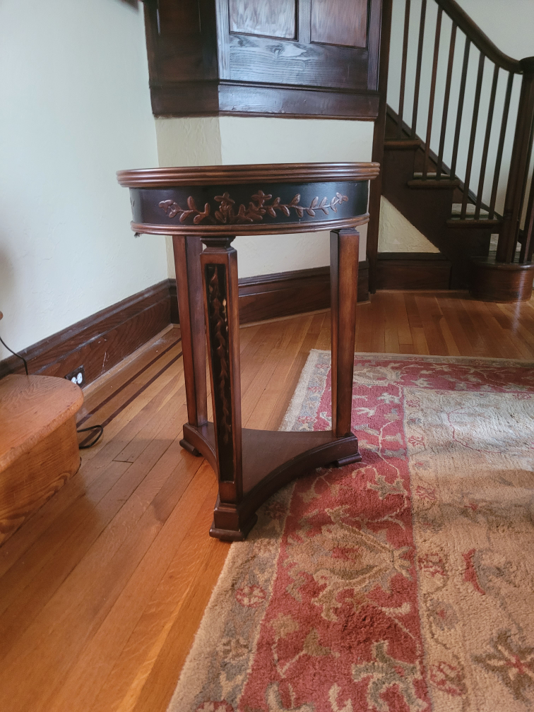 round table with mirror top