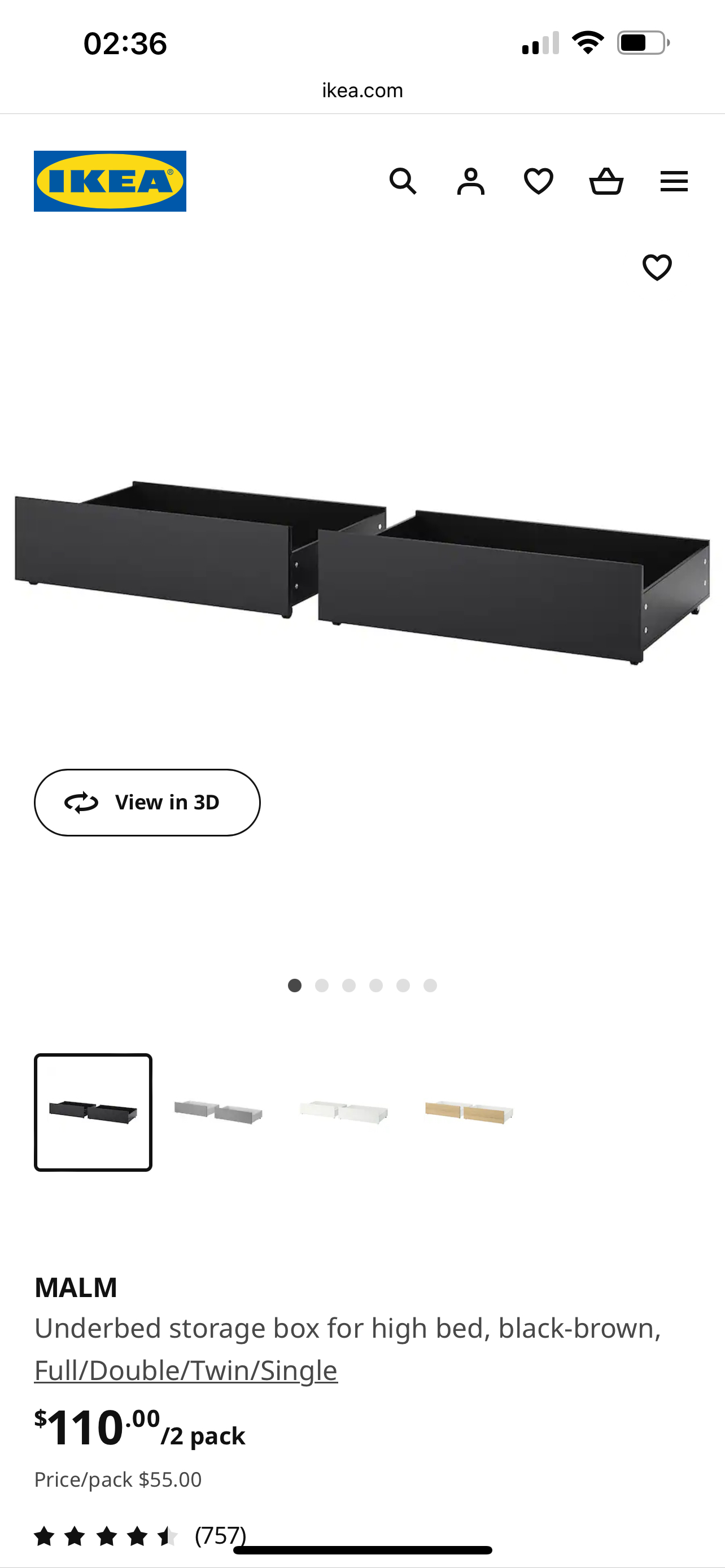 Bed storage drawer