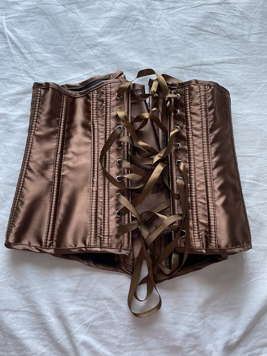 Brown Lace Up Under bust Corset #freecycle thumbnail