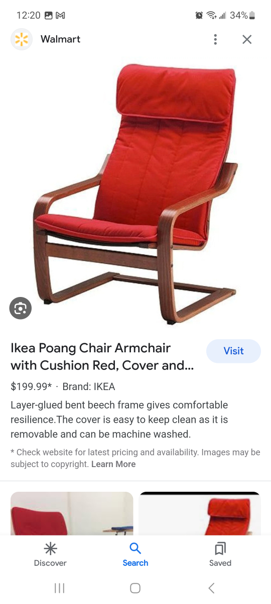 Ikea poang chair red  recliner, very good condition image indicator(3)