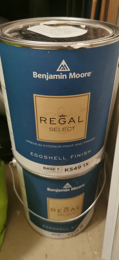1.5 cans Benjamin Moore paint and primer in one, eggshell thumbnail