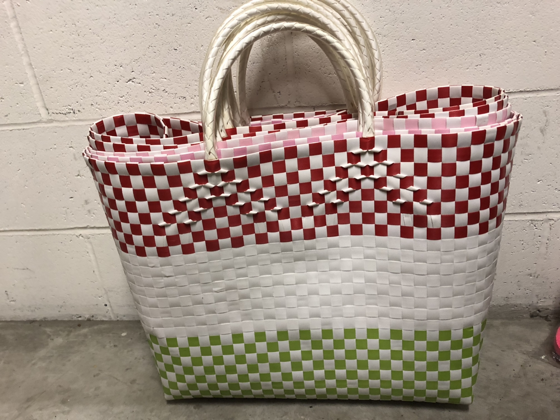 Recycled plastic woven baskets