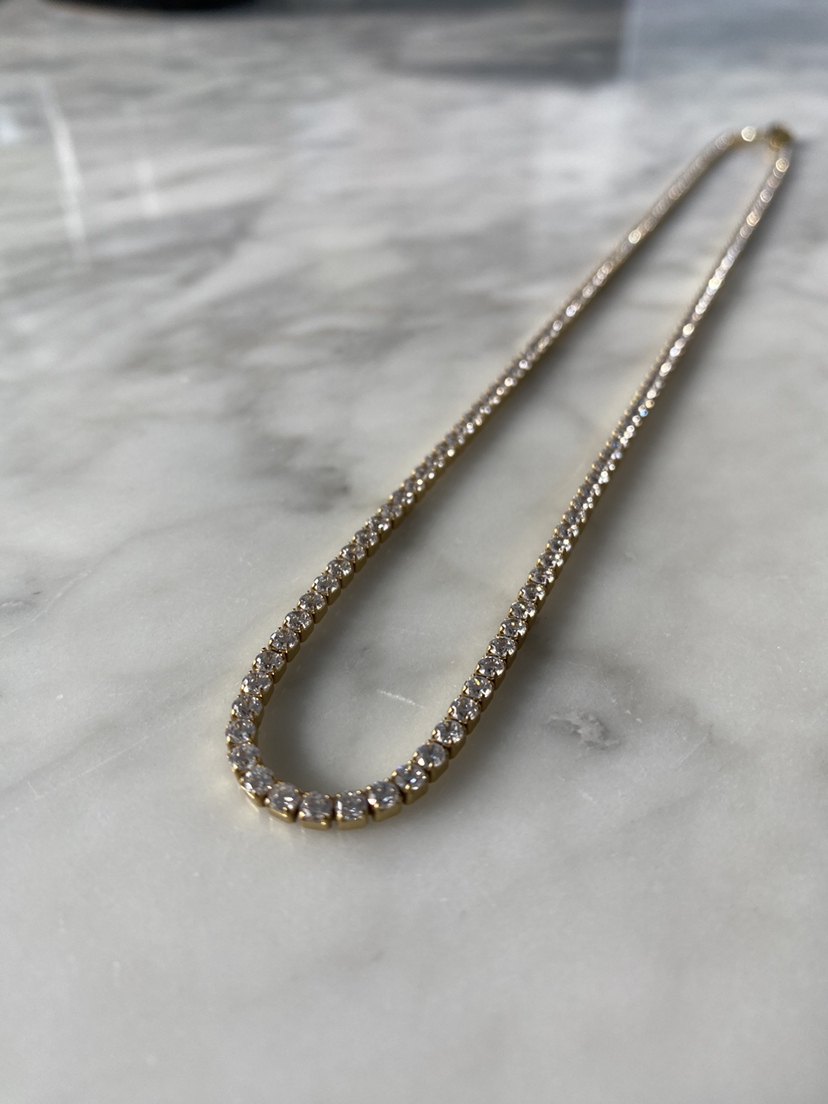 18k gold plated micro tennis necklace