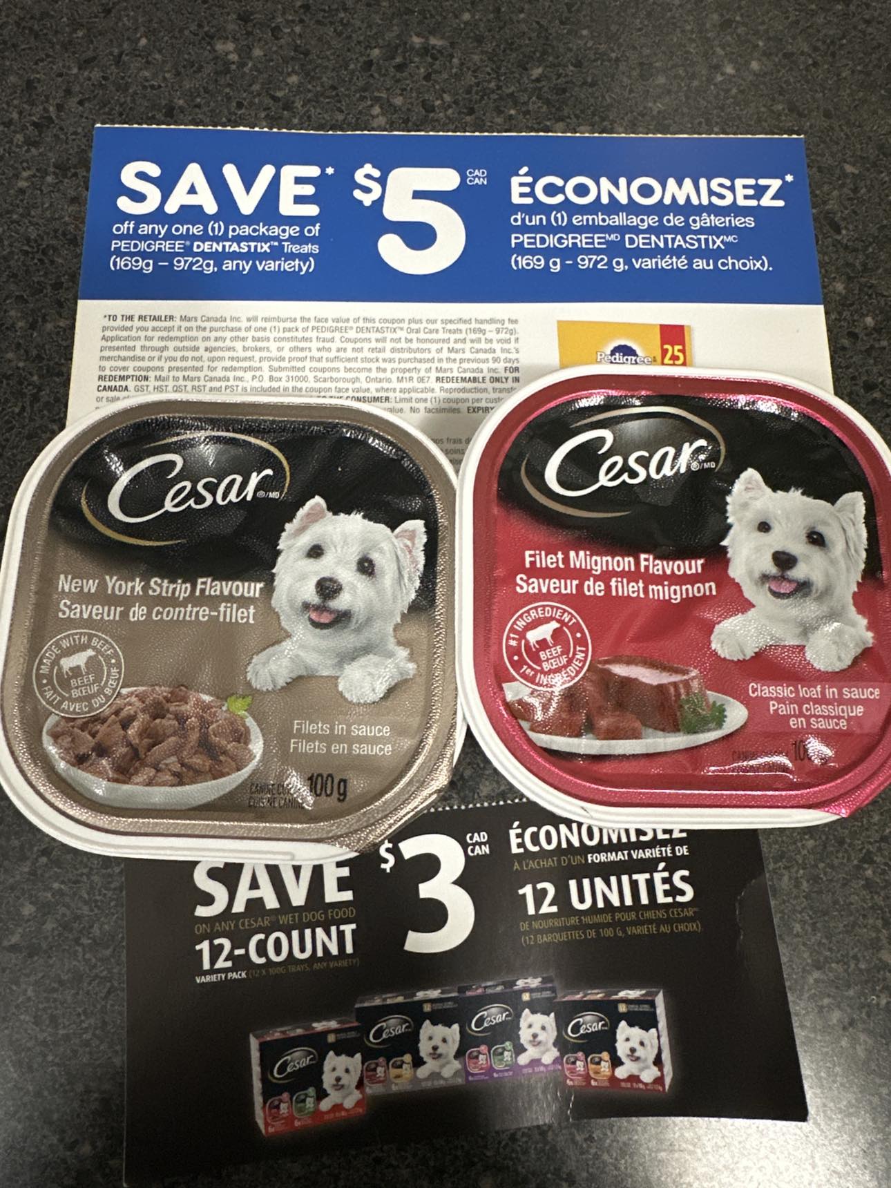 Dog food with 2 coupons