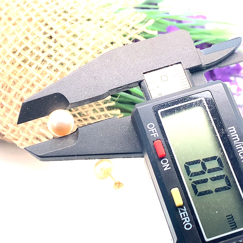 14k YG 8MM pink freshwater pearl earrings image indicator(2)