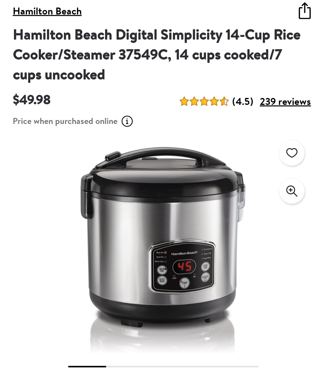 Hamilton beach Rice cooker