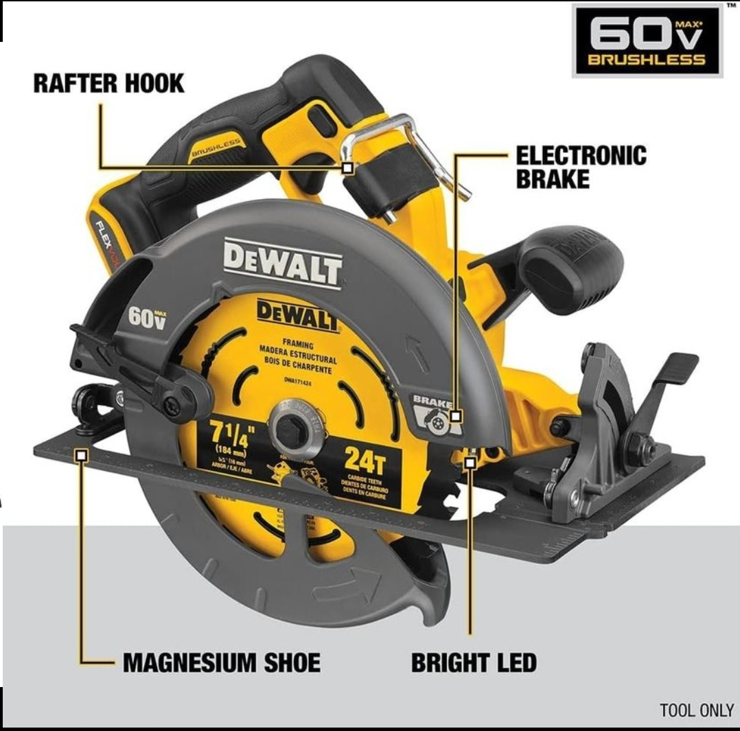 DEWALT FLEXVOLT 60V MAX BRUSHLESS, 7-¼" CORDLESS CIRCULAR SAW - photo 4