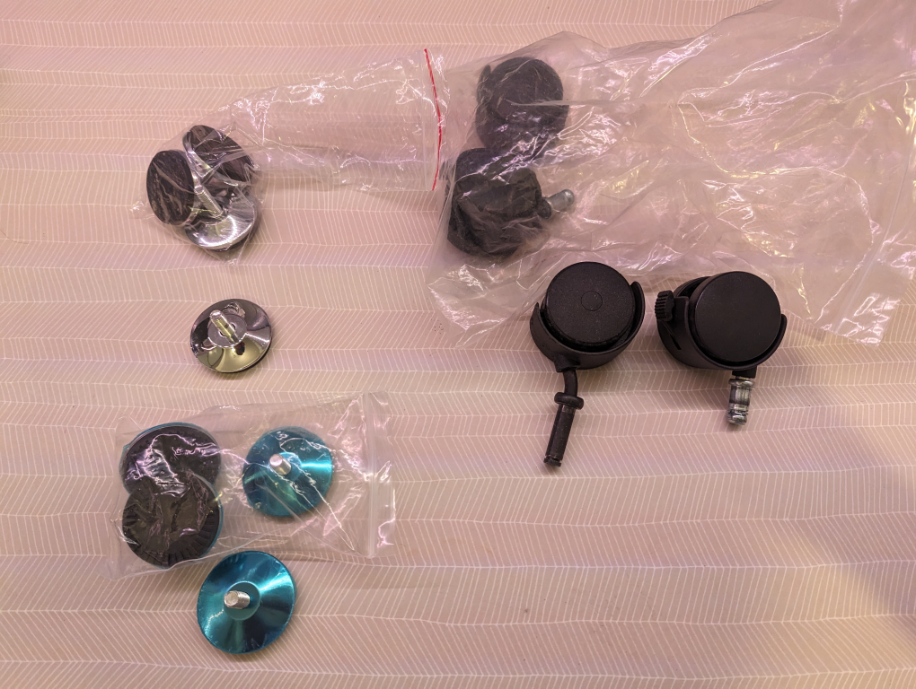 feet and wheels for table or chairs
