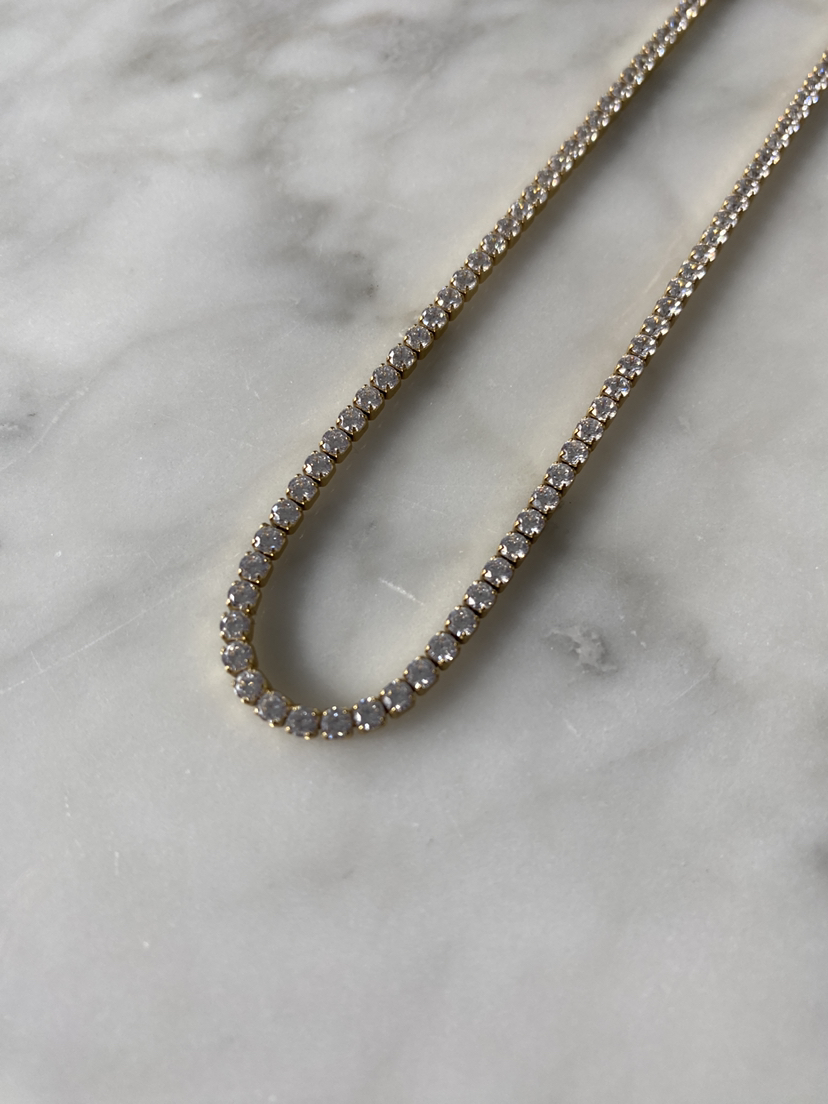 18k gold plated micro tennis necklace image indicator(2)