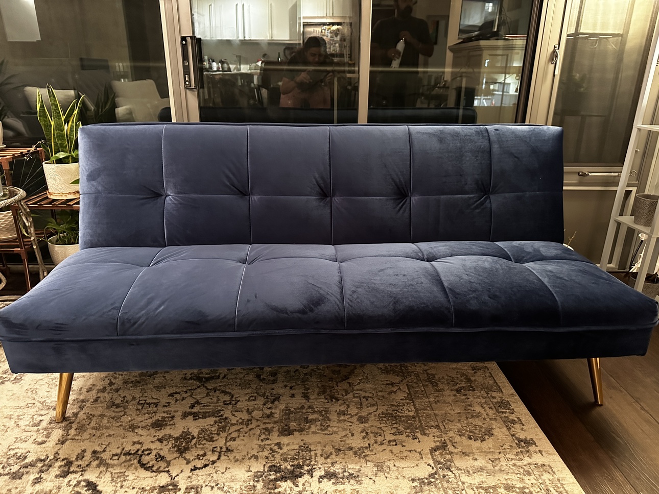 Structube blue Sofa bed velvet tufted thumbnail