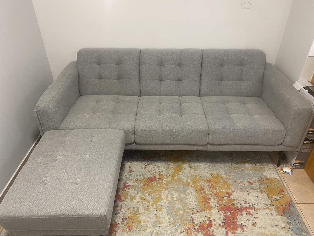 Grey Sofa + Ottoman