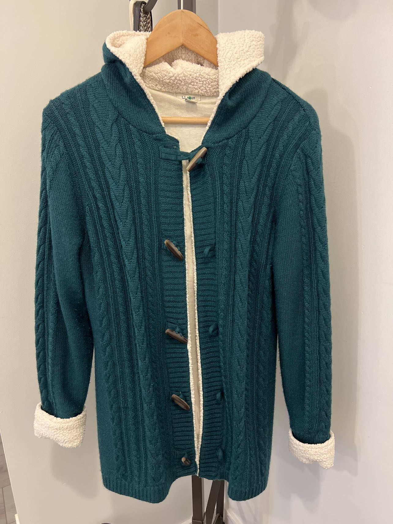 LL Bean fleece lined cardigan/jumper