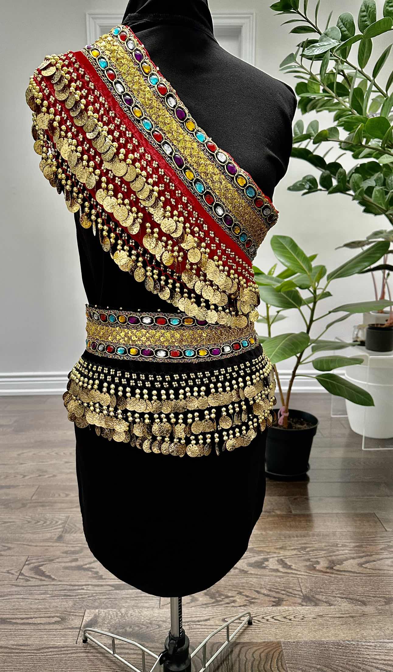 Beautiful Multi Colours Rhinestones & Coins Fashion Wrap Scarves image indicator(4)