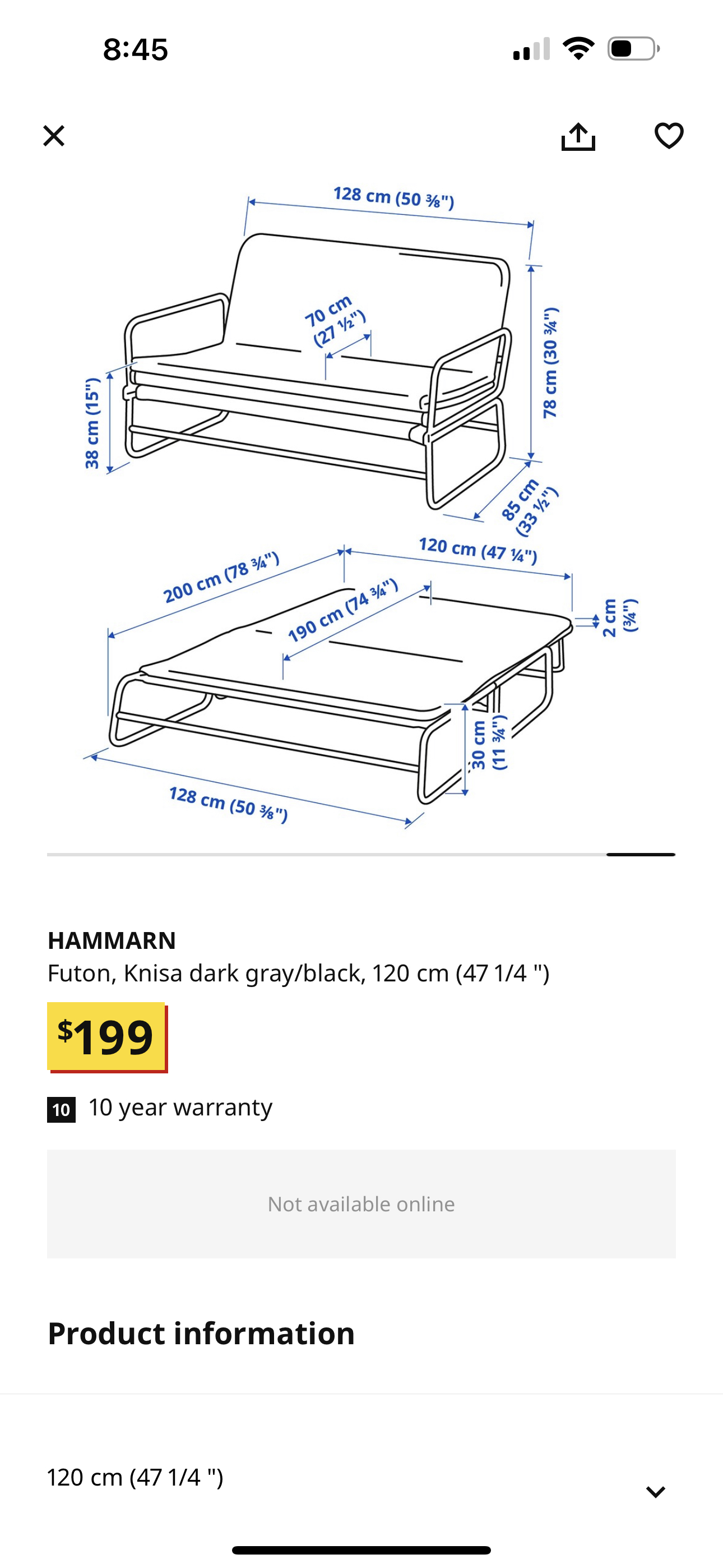 Ikea hammarn convertible sofa bed - photo 4