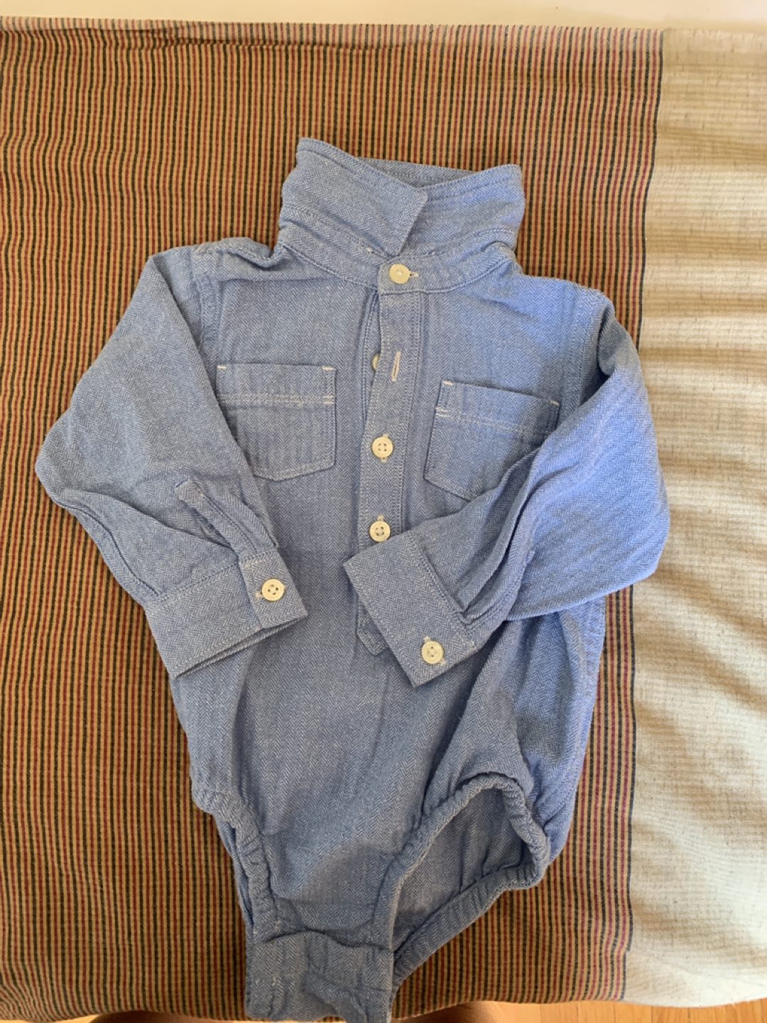 Baby Gap light denim 100% cotton onsie thumbnail