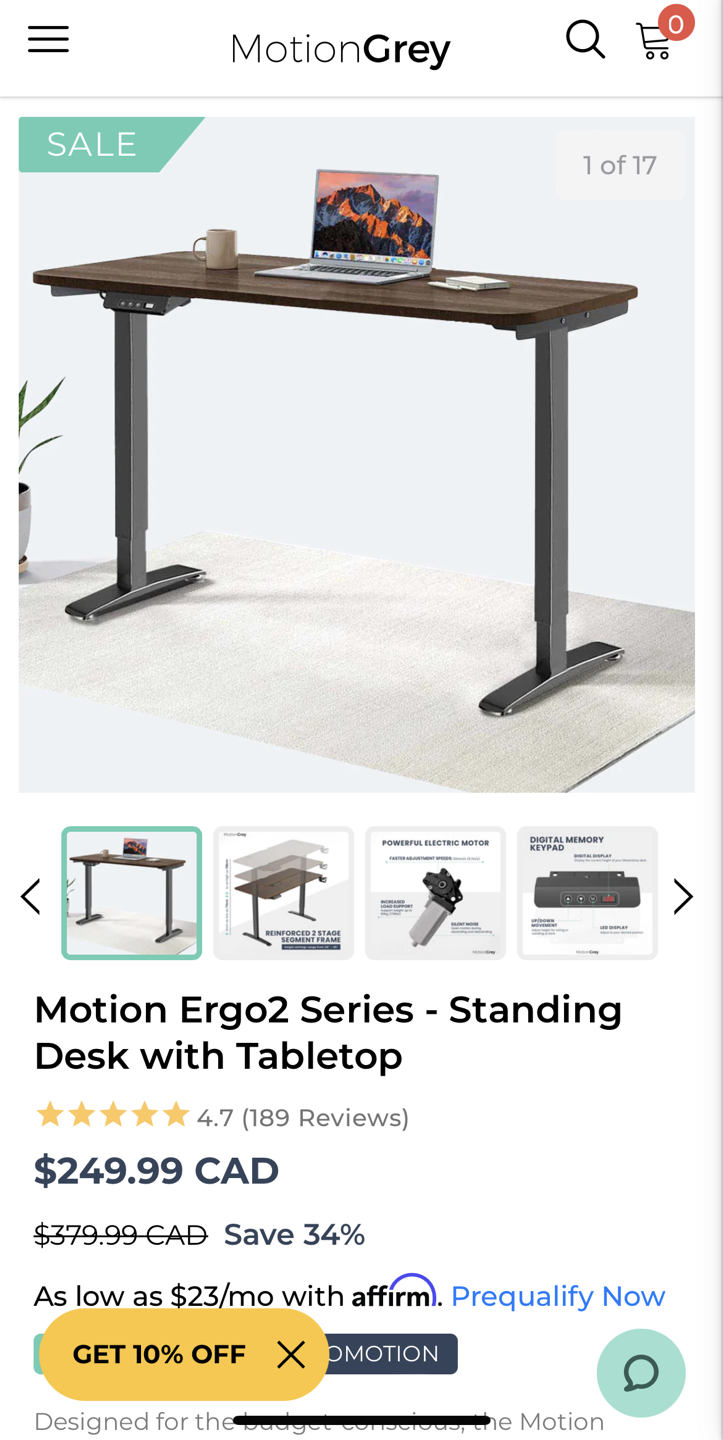 MotionGrey Electric standing desk thumbnail