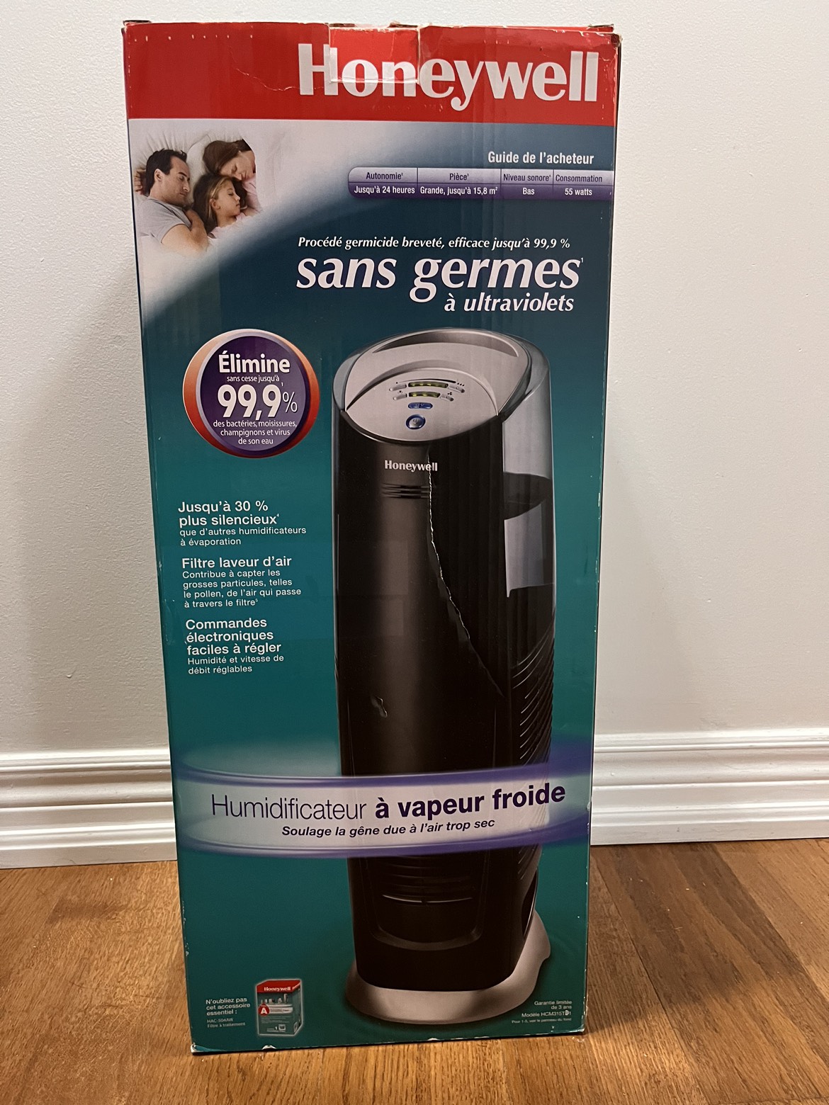 Honeywell Germ Free Cool Moisture UV Tower Humidifier, HCM-315T