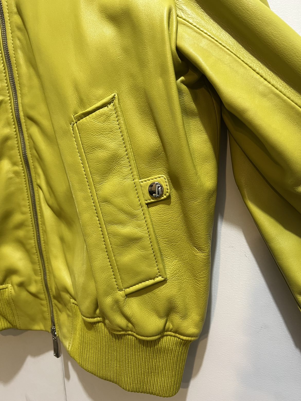 Zara Lime Green Genuine Sheep Leather Jacket image indicator(4)