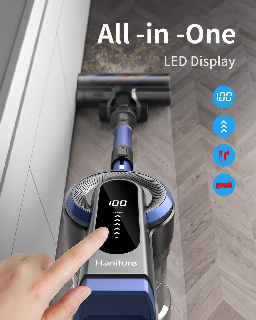 HONITURE Cordless Vacuum Cleaner, 33KPa 400W Powerful - photo 3