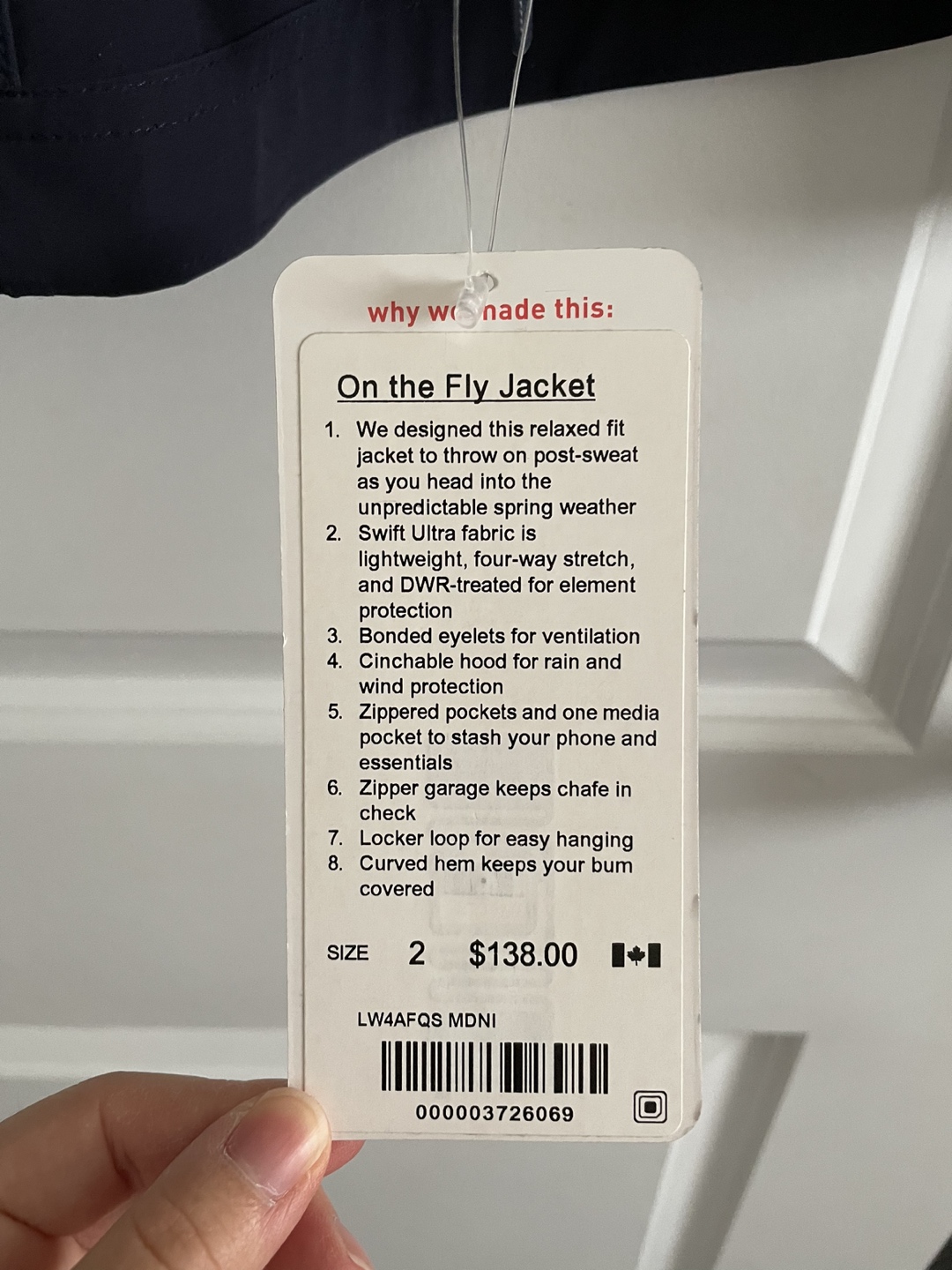 Lululemon navy blue women’s jacket size 2 brand new - photo 2