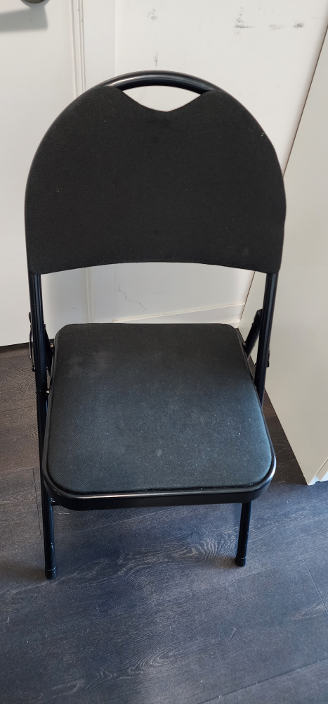 Padded Metal Folding Chair, Black - photo 2