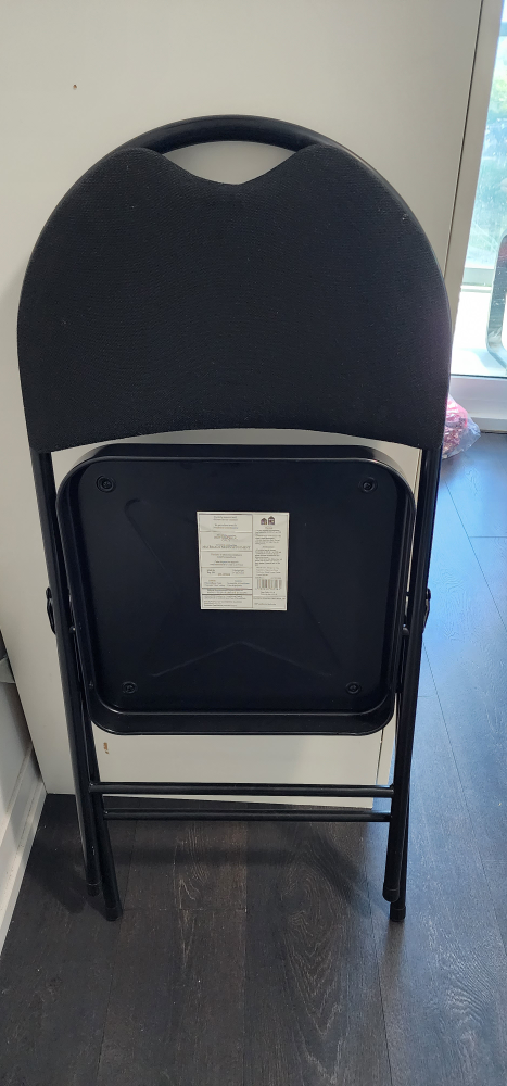 Padded Metal Folding Chair, Black - photo 3